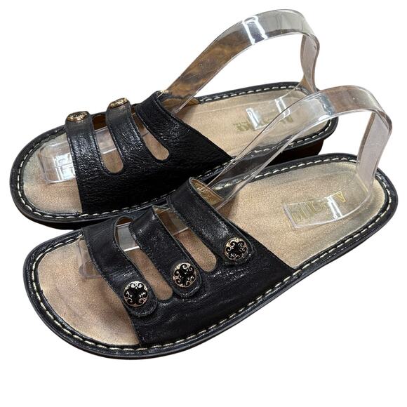 Alegria Size EU 40 US 9.5/10 Sandals Fiona Triple Strap Adjustable Black Shiny - Picture 1 of 12